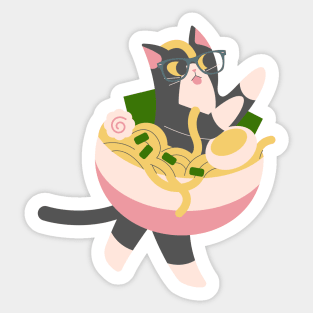 Silly Ramen Bowl Cat Sticker